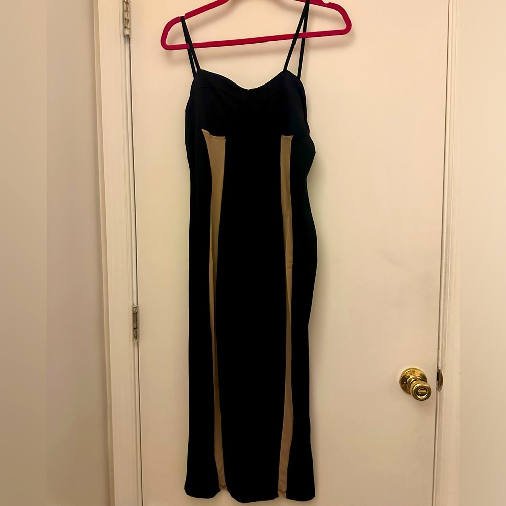 Black tan bodycon dress
